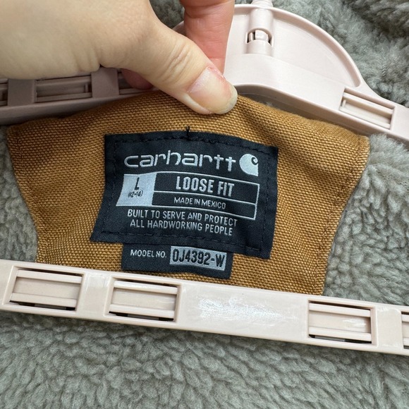 Carhartt Jacket Women Large Brown Washed Duck Loose Fit Sherpa Lined Workwear - Picture 9 of 12